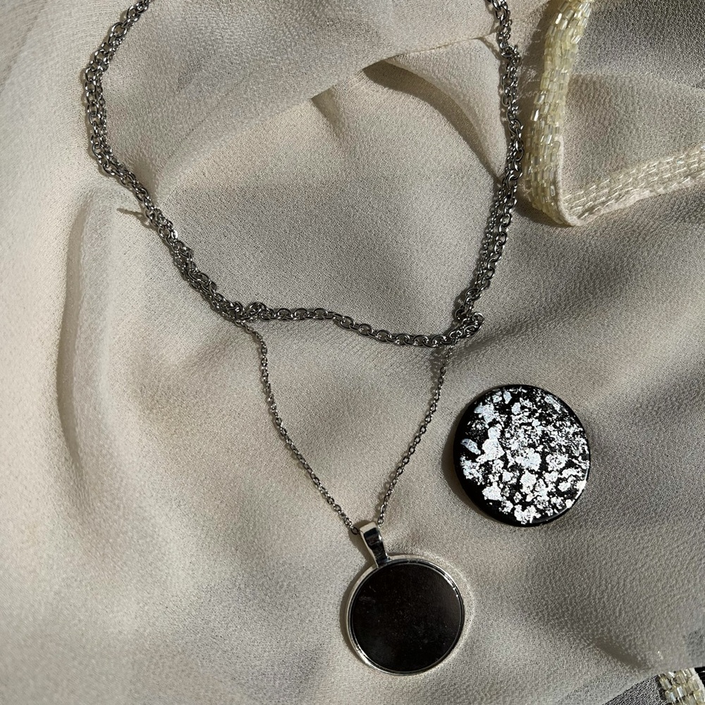 Handmade Golf Ball Marker Necklace (Black and Silver)